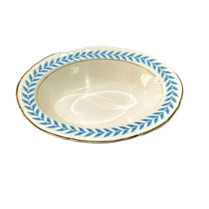 Vintage Edwin Knowles Blue Laurel Oval Serving Bowl Semi Vitreous China Pattern #42-10 *Has Vintage Crazing
