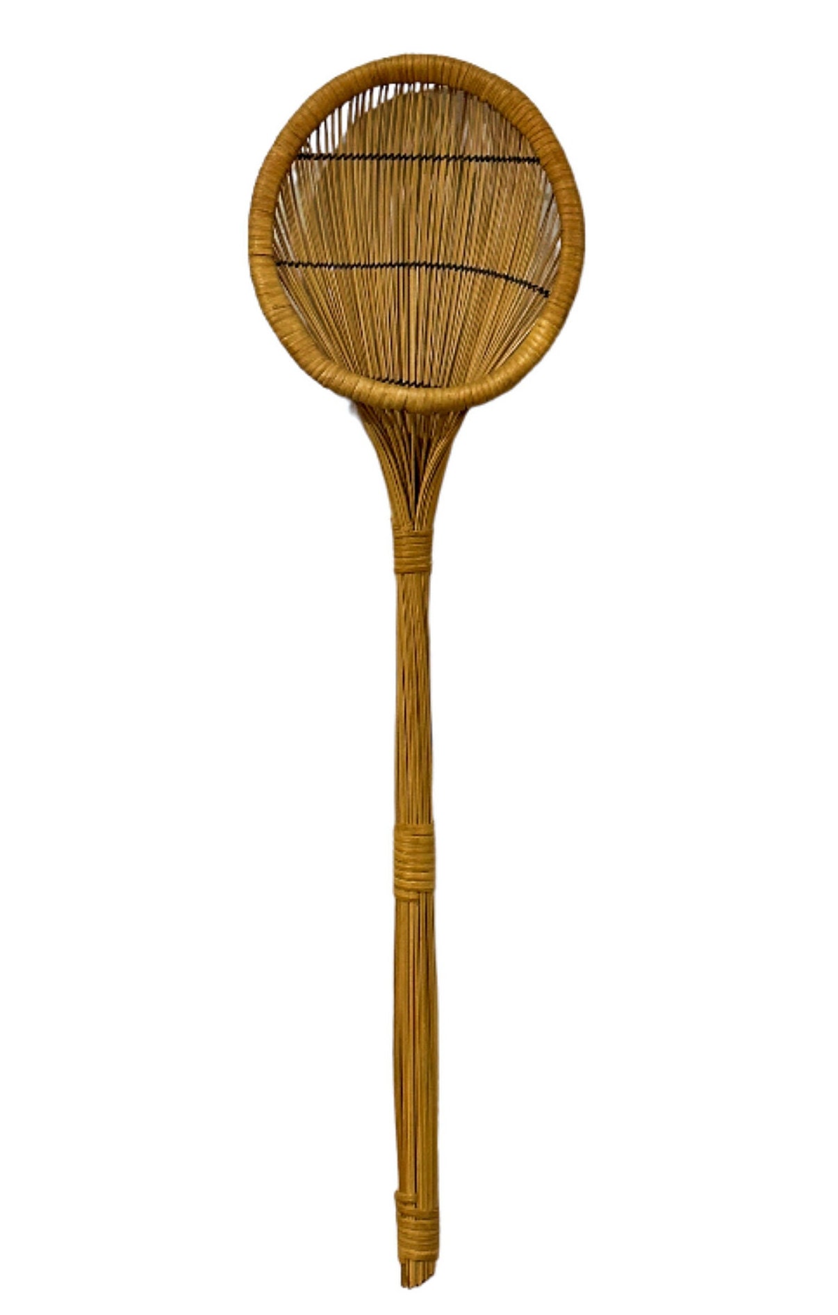 Wicker Rocking Spoon Vintage Wicker Rattan BOHO Wall Hanging Strainer Basket Scoop Spoon 36 ...