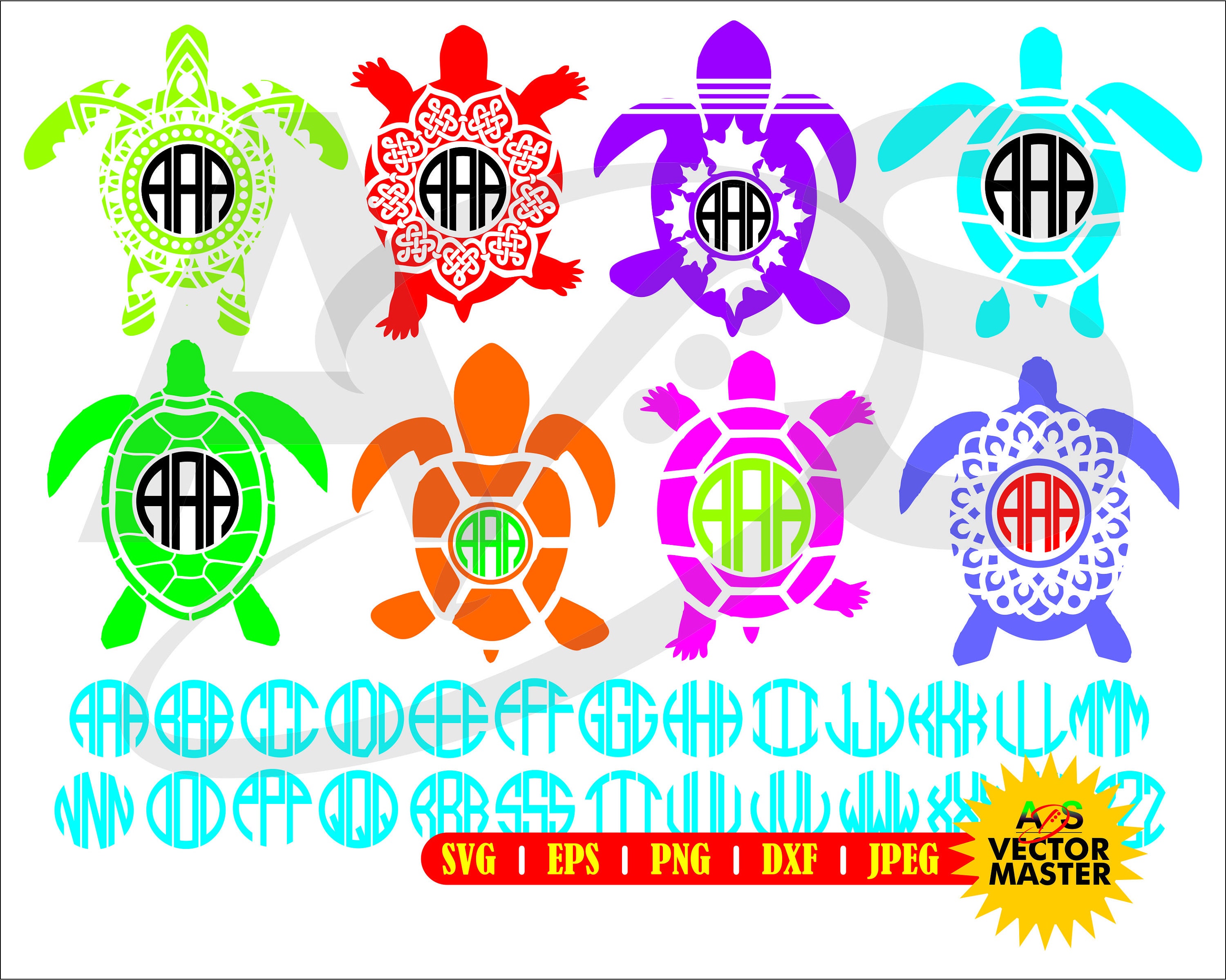 Download Sea Turtle Svg Monogram Svg Png Eps Dxf Jpeg Cricut Etsy