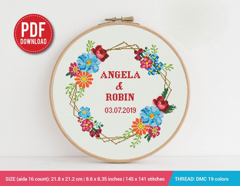 We Adding Date Frame Wedding Date Frame and Alphabet Cross Stitch Pattern | Embroidery ...