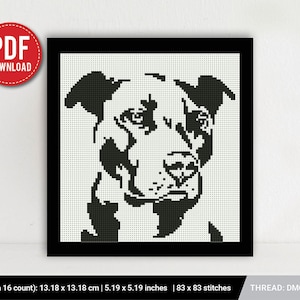 Staffordshire terrier Silhouette cross stitch pattern, Pet, Animal, wall art, Home decor, counted, chart, gift DIY, embroidery, instant PDF