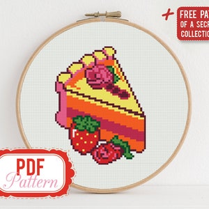 Cross stitch pattern Strawberry Cake Cross stitch pattern Food Sweets dreams Berry PDF Format Instant Download Home decor Modern