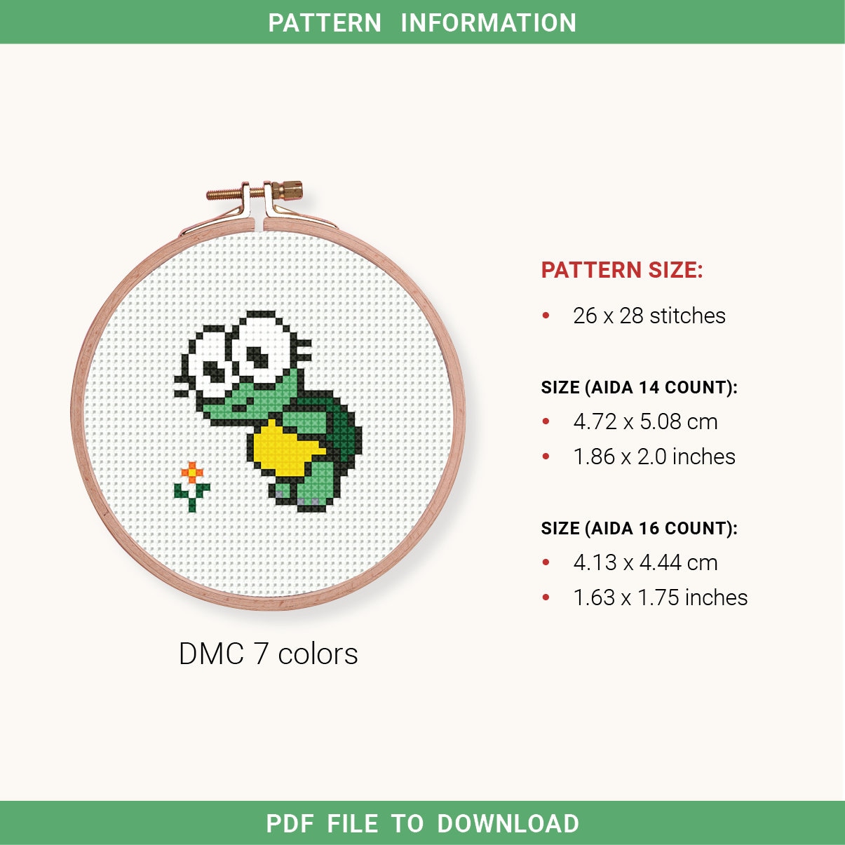 Kruissteekpatroon minischildpad, borduurmotief voor beginners (pdf) - Etsy  België, image size:1205x1205