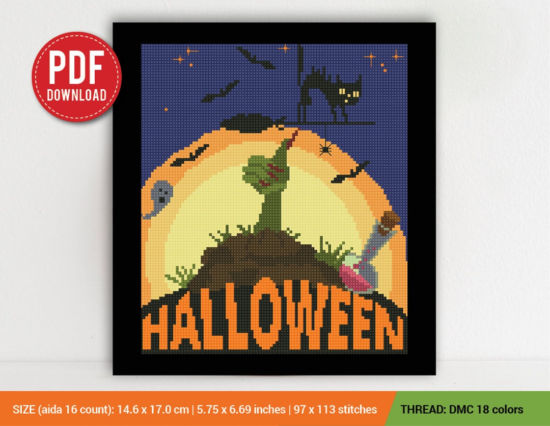 Halloween Zombie Cross Stitch Pattern Embroidery Pattern Etsy
