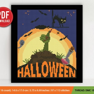 Halloween Zombie Cross stitch pattern | Embroidery Pattern | Instant Download | Embroidery Designs