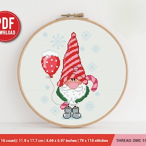 Gnome New Year  Merry Christmas Cross stitch pattern | Embroidery Pattern | Instant Download | Embroidery Designs