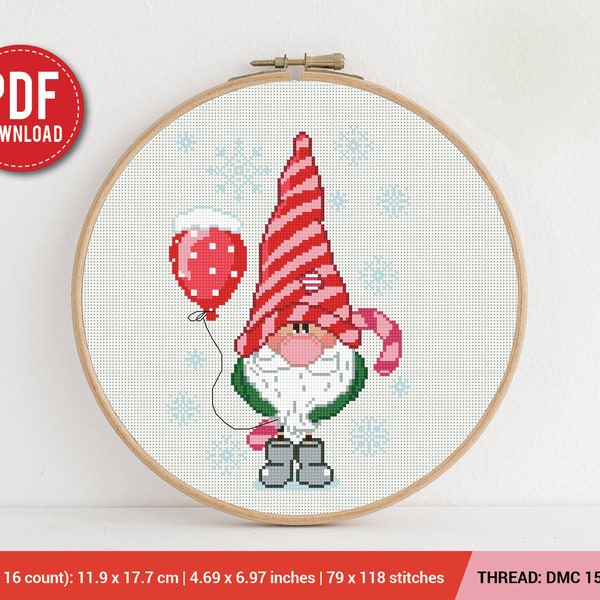 Gnome New Year  Merry Christmas Cross stitch pattern | Embroidery Pattern | Instant Download | Embroidery Designs