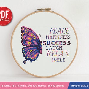 Butterfly Cross stitch pattern | Embroidery Pattern | Instant Download | Embroidery Designs