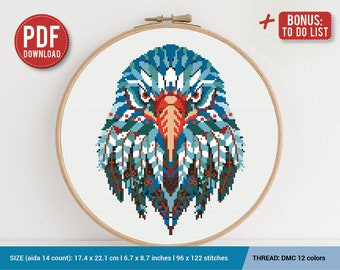 Mandala Eagle Cross stitch pattern Bird | Embroidery Pattern | Instant Download | Cross Stitch Patterns | Embroidery Designs