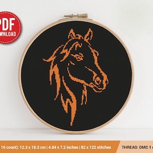 馬のシルエット クロスステッチ パターン | 刺繍パターン | 即時ダウンロード | 刺繍デザイン