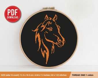 Horse silhouette Cross stitch pattern | Embroidery Pattern | Instant Download | Embroidery Designs