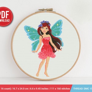 Magic fairy Cross stitch pattern | Embroidery Pattern | Instant Download | Embroidery Designs