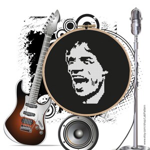 Mick Jagger Silhouette Cross Stitch Pattern Embroidery Pattern Instant ...