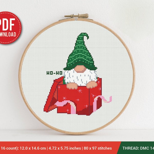 Gnome New Year  2021 Merry Christmas Cross stitch pattern | Embroidery Pattern | Instant Download | Embroidery Designs