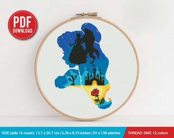 Belle Silhouette Cross stitch pattern | Embroidery Pattern | Instant Download | Embroidery Designs