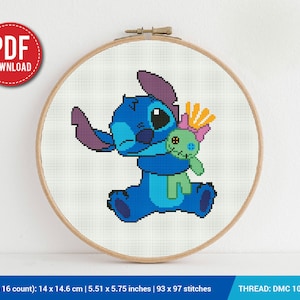 Patrón de punto de cruz Stitch and Doll / Patrón de bordado / Descarga instantánea / Diseños de bordado