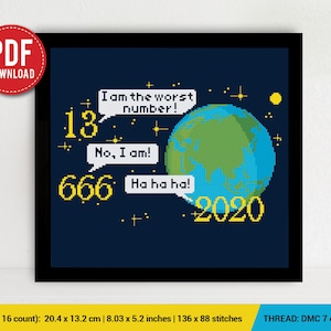 The Earth 2020 Year Cross stitch pattern | Embroidery Pattern | Instant Download | Embroidery Designs