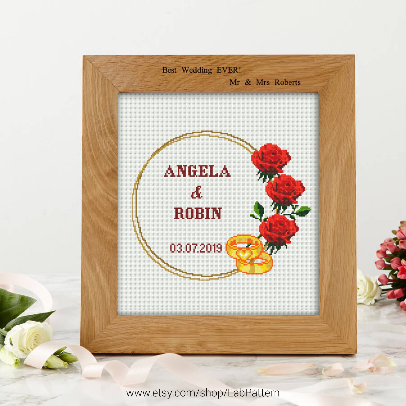 Wedding Date Frame and Alphabet Cross Stitch Pattern - Etsy