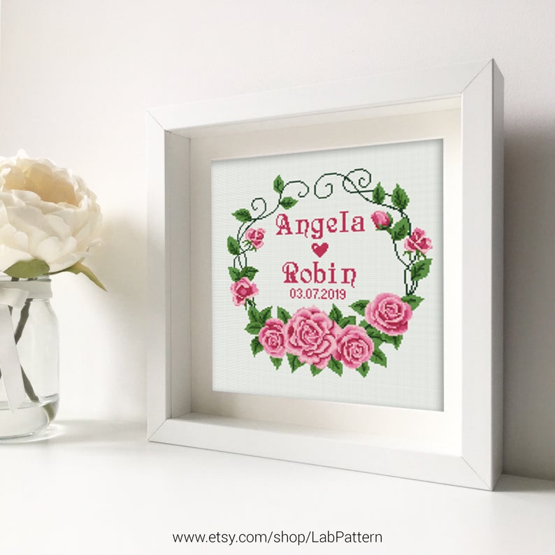 Wedding Date Frame and Alphabet Cross Stitch Pattern - Etsy