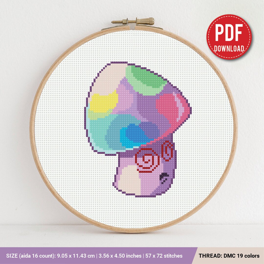 Hypno shroom Cross Stitch Patterns Abstract Beginner Counted Modern
