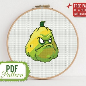 Schema punto croce Zucca Schema punto croce Plants vs Zombies Formato PDF Download immediato Arredamento casa Moderno