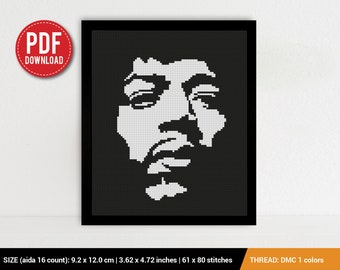 Jimi Hendrix Cross stitch pattern | Embroidery Pattern | Instant Download | Embroidery Designs