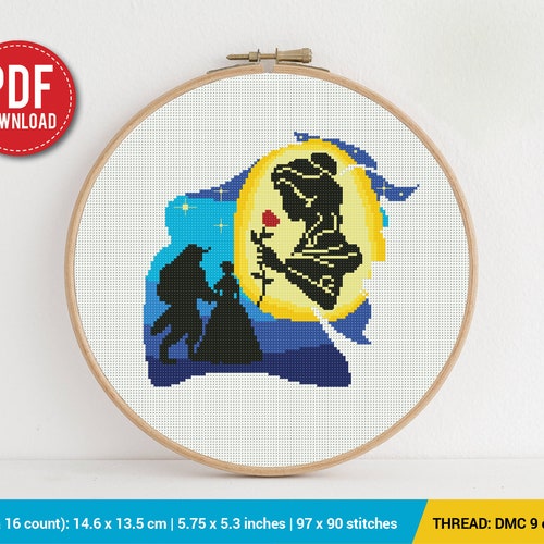 Belle Silhouette Cross Stitch Pattern Embroidery Pattern Etsy