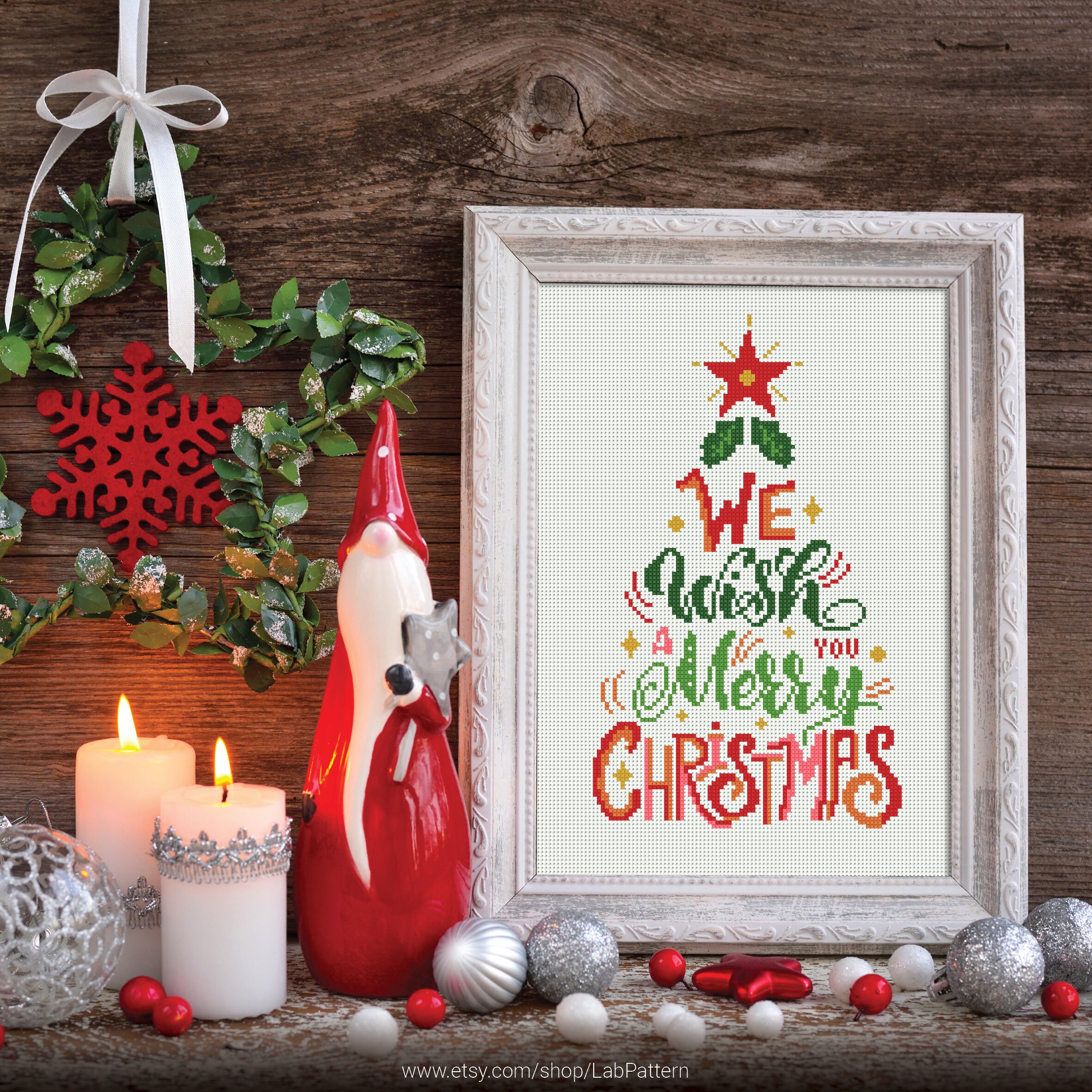Christmas Tree We Wish You a Merry Christmas Cross Stitch - Etsy