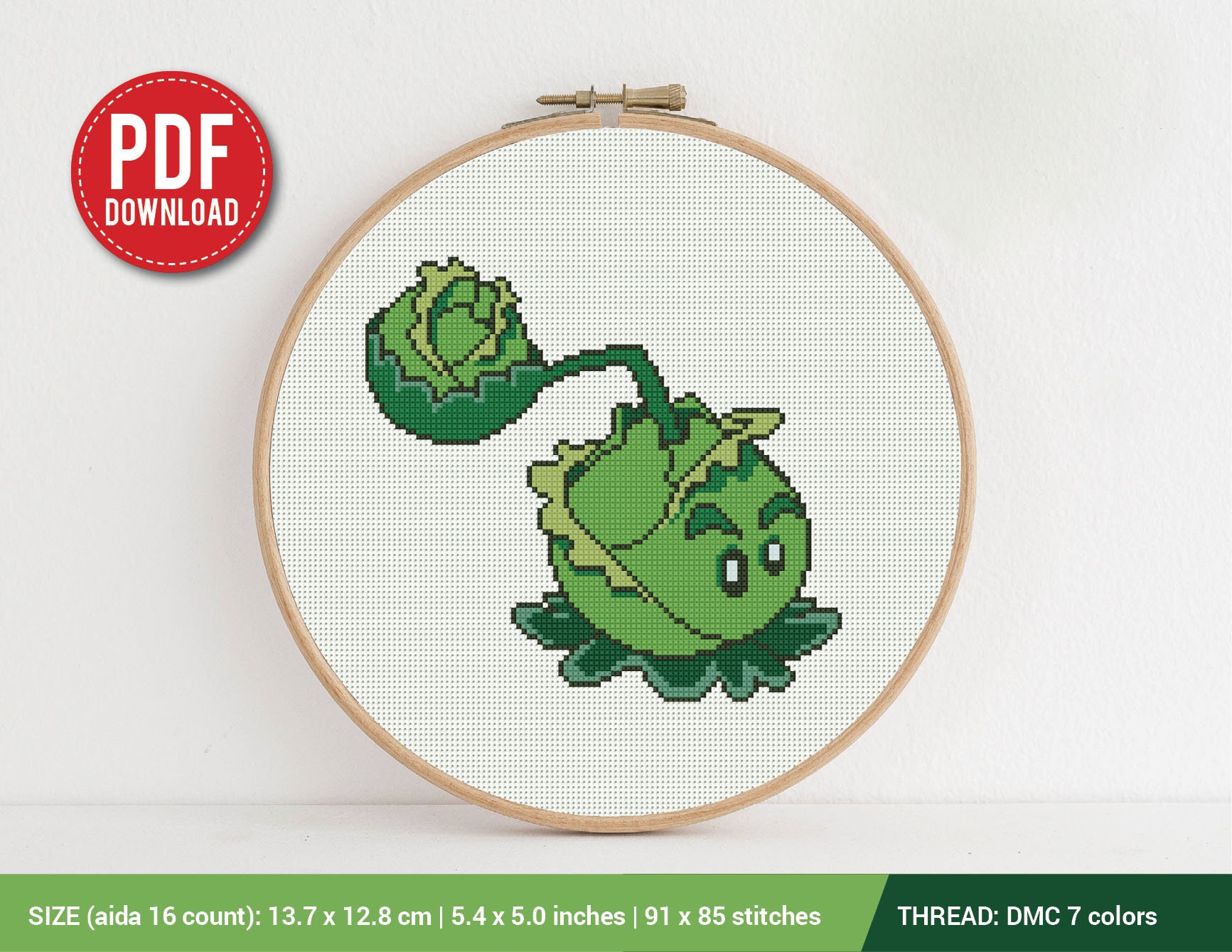 Cabbage-Pult Plants vs Zombies Cross stitch pattern | Embroidery Pattern | Instant Download | Embroidery Designs
