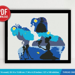 Tiana Princess Silhouette Frog Cross stitch pattern | Embroidery Pattern | Instant Download | Embroidery Designs