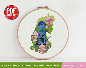 Alice in Wonderland Silhouette Cross stitch pattern | Embroidery Pattern | Instant Download | Embroidery Designs