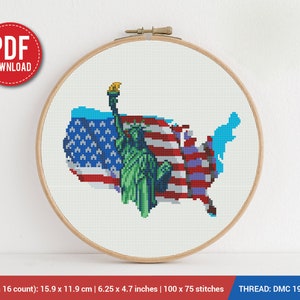 USA Cross stitch pattern | Embroidery Pattern | Instant Download | Embroidery Designs
