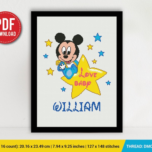 Cross Stitch Pattern Mickey Mouse Etsy