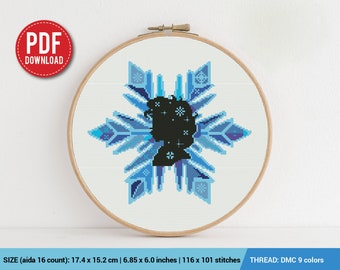 Elsa Frozen Snowflake Cross stitch pattern | Embroidery Pattern | Instant Download | Embroidery Designs