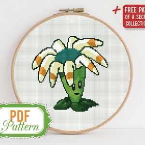 Kreuzstich Stickmuster Bloomerang Stickmuster Plants vs Zombies PDF Format Instant Download Wohnkultur Modern