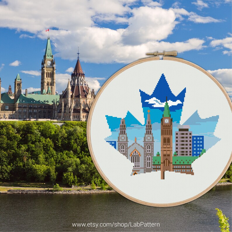 Canada Ottawa Leaf Cross Stitch Pattern Embroidery Pattern Etsy