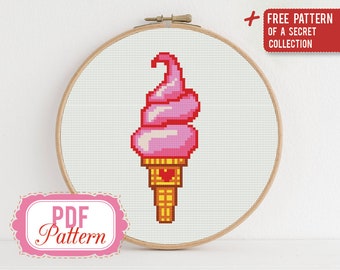 Cross stitch pattern Ice Cream Cross stitch pattern Food  PDF Format  Instant Download  Home decor  Modern