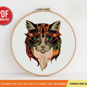 Cat Cross stitch pattern | Embroidery Pattern | Instant Download | Embroidery Designs