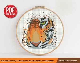 Tiger Cross stitch pattern | Embroidery Pattern | Instant Download | Embroidery Designs