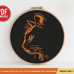 Modèle de point de croix Silhouette de chat d'Halloween | Motif de broderie | Téléchargement instantané | Motifs de broderie