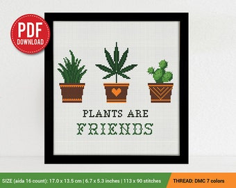 Plants are Friends Cross stitch pattern | Embroidery Pattern | Instant Download | Embroidery Designs