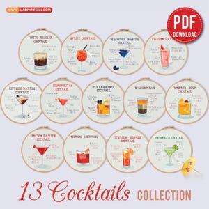 Cocktail Collection Bundle of 13 Cross stitch pattern | Embroidery Pattern | Instant Download | Embroidery Designs
