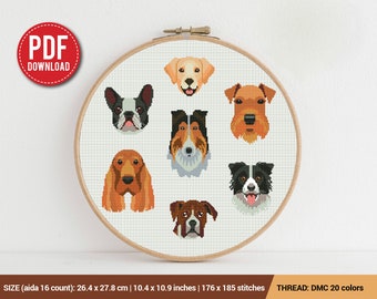 Dogs Cross stitch pattern | Embroidery Pattern | Instant Download | Embroidery Designs