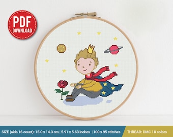 The little prince Cross stitch pattern | Embroidery Pattern | Instant Download | Embroidery Designs