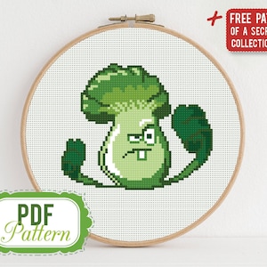 Schema punto croce Bonk Choy Schema punto croce Plants vs Zombies Formato PDF Download immediato Arredamento casa Moderno