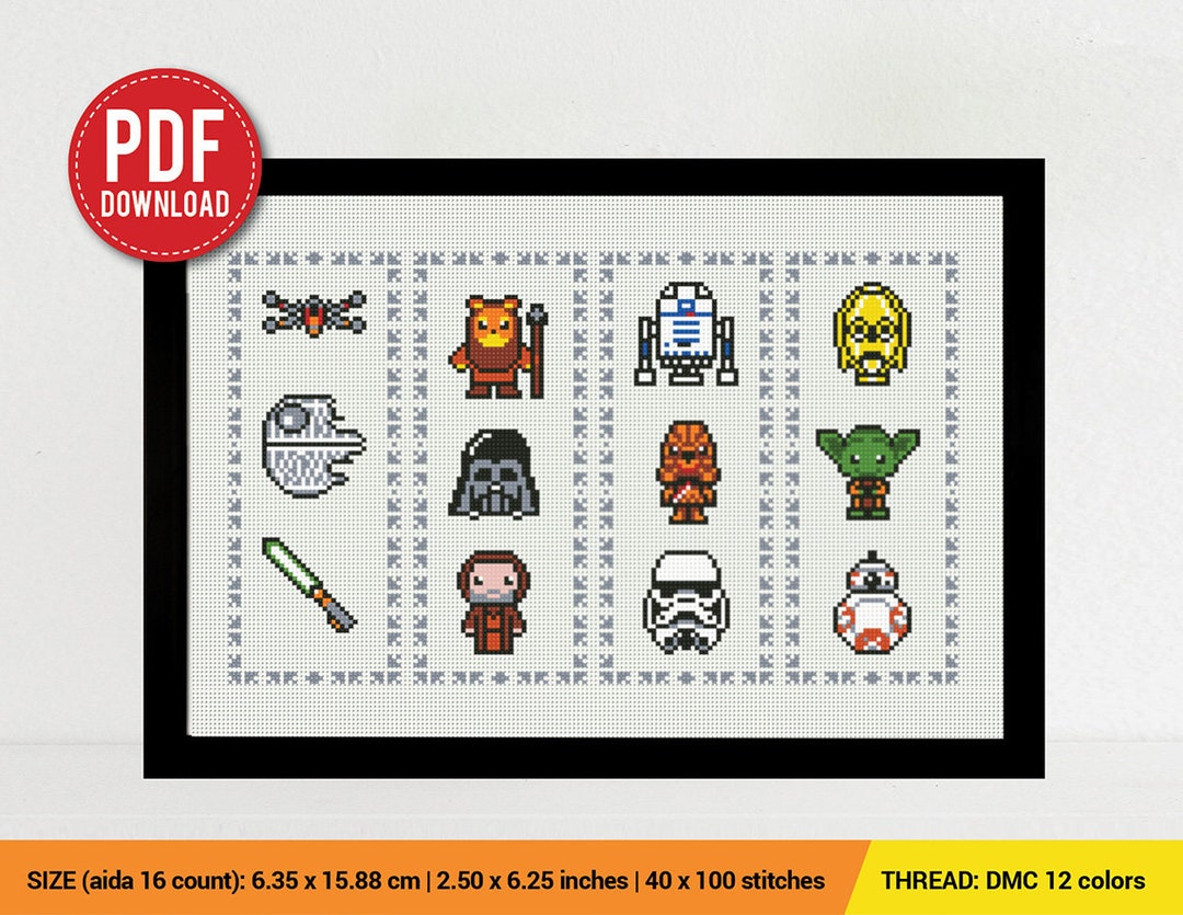 Cross Stitch Pattern Star Wars Bookmarks Star Wars Set 4 Cross Stitch Pattern Embroidery - Etsy UK