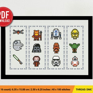 Bookmarks Star Wars Set 4 Cross stitch pattern | Embroidery Pattern | Instant Download | Embroidery Designs