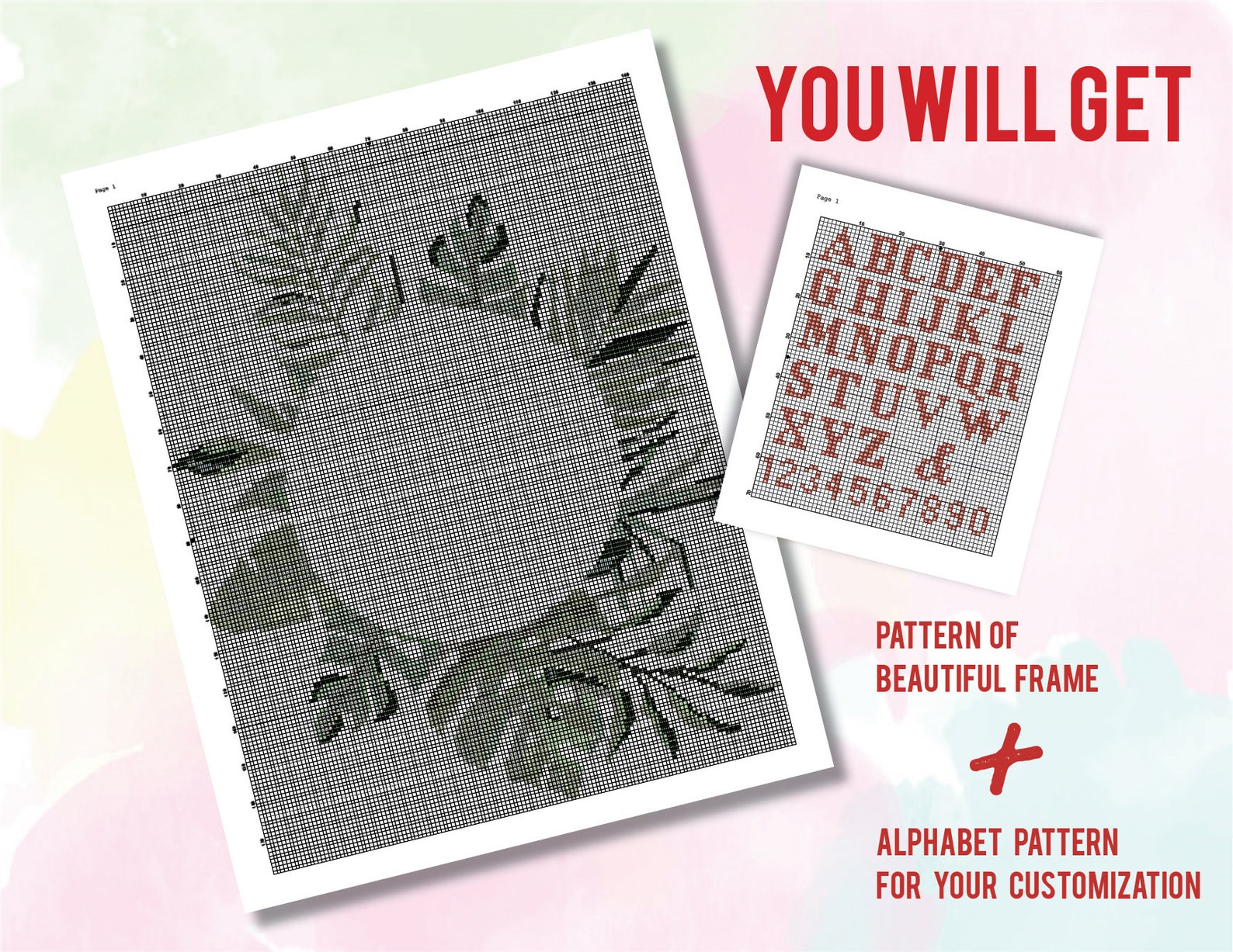 Wedding Date Frame and Alphabet Cross Stitch Pattern | Etsy