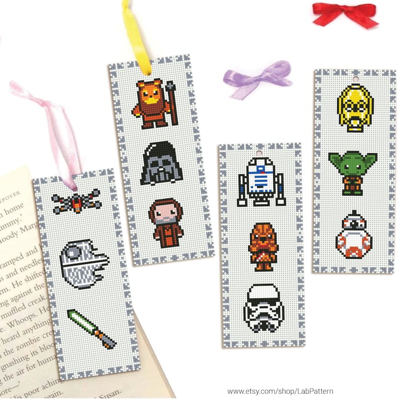 Bookmarks Star Wars Set 4 Cross Stitch Pattern Embroidery Etsy