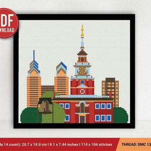 Philadelphia City Cross stitch pattern | Embroidery Pattern | Instant Download | Embroidery Designs